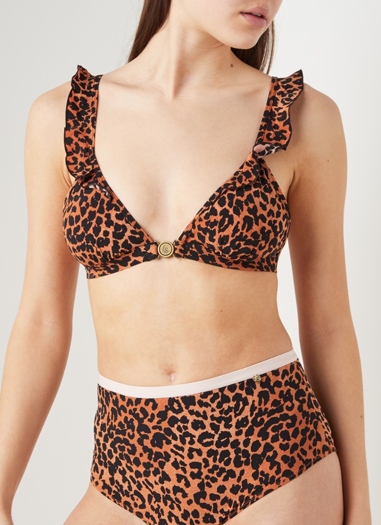 Love Stories - Emmy triangel bikinitop met luipaard print - Bruin