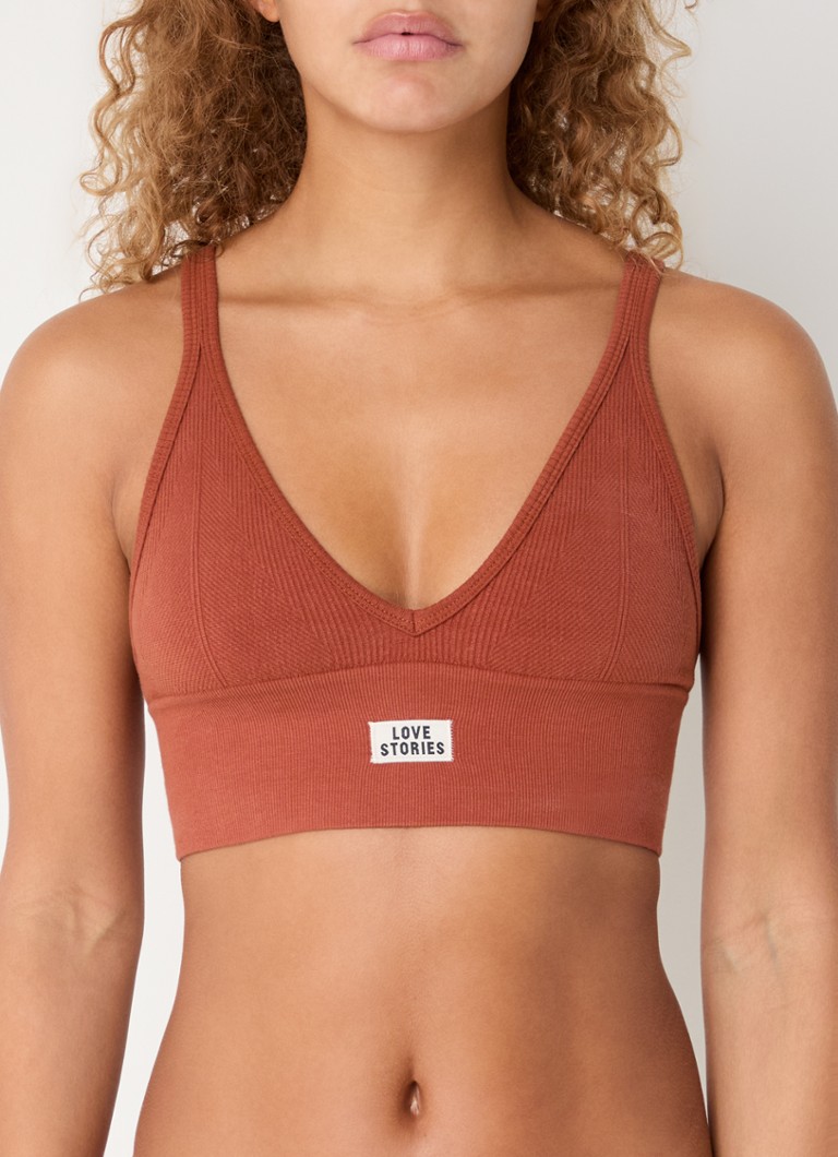 Love Stories - Posey bralette met logo - Oranjebruin