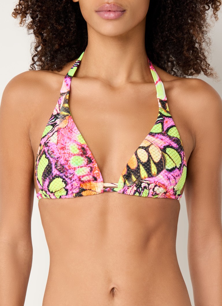Luli Fama - Halter bikinitop met print - Roze