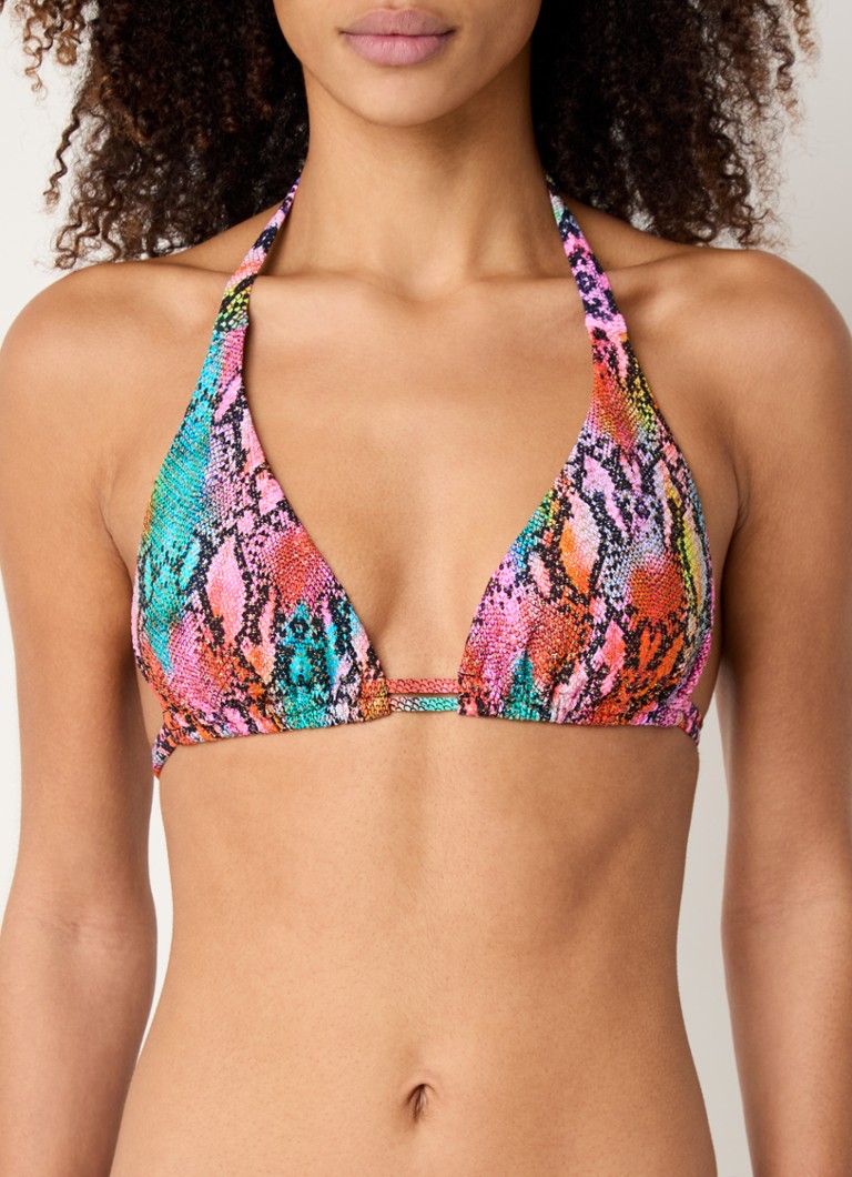 Luli Fama - Halter bikinitop met slangenprint - Roze