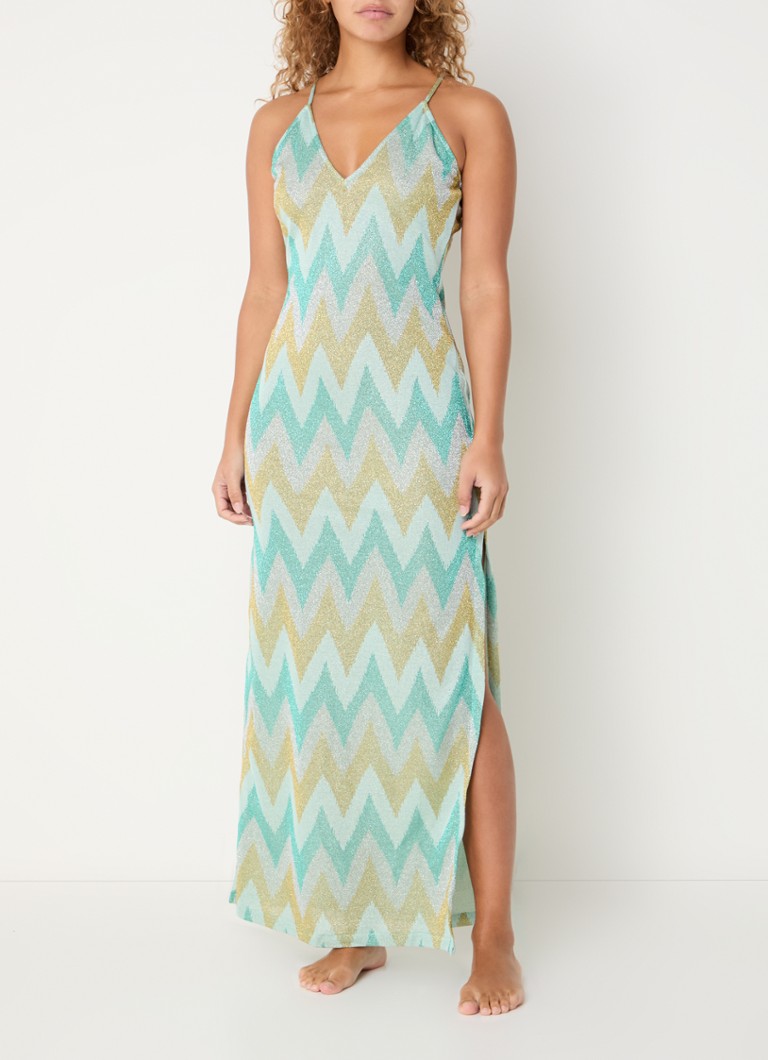 Luli Fama - Queen maxi strandjurk met lurex - Groen