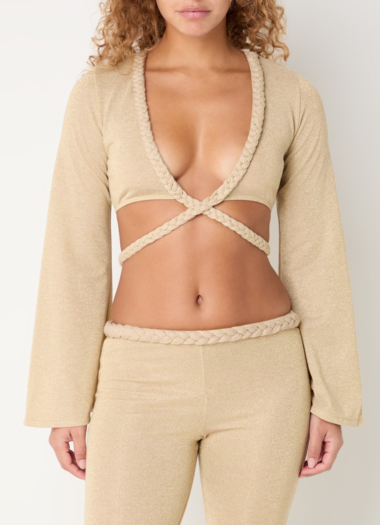 Luli Fama - Sail On top met lurex en gevlochten details - Beige