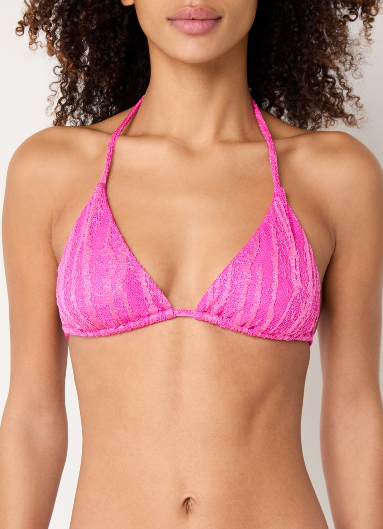 Luli Fama - Triangel bikinitop met lurex en uitneembare vulling - Fuchsia