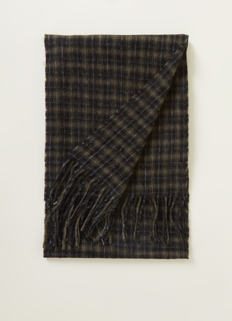 Lyle & Scott - Sjaal van lamswol met ruitdessin 180 x 30 cm - Donkergroen