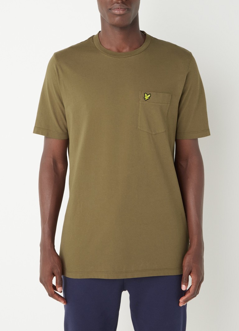 Lyle & Scott - T-shirt met borstzak en logo - Legergroen