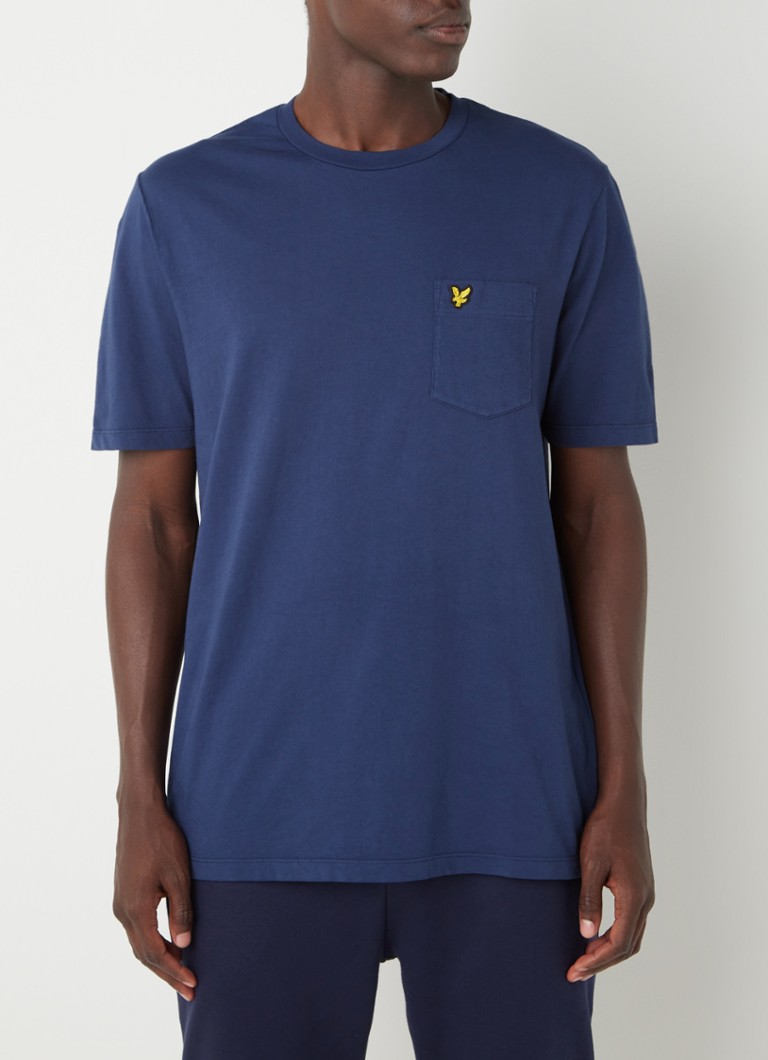 Lyle & Scott - T-shirt met borstzak en logo - Donkerblauw