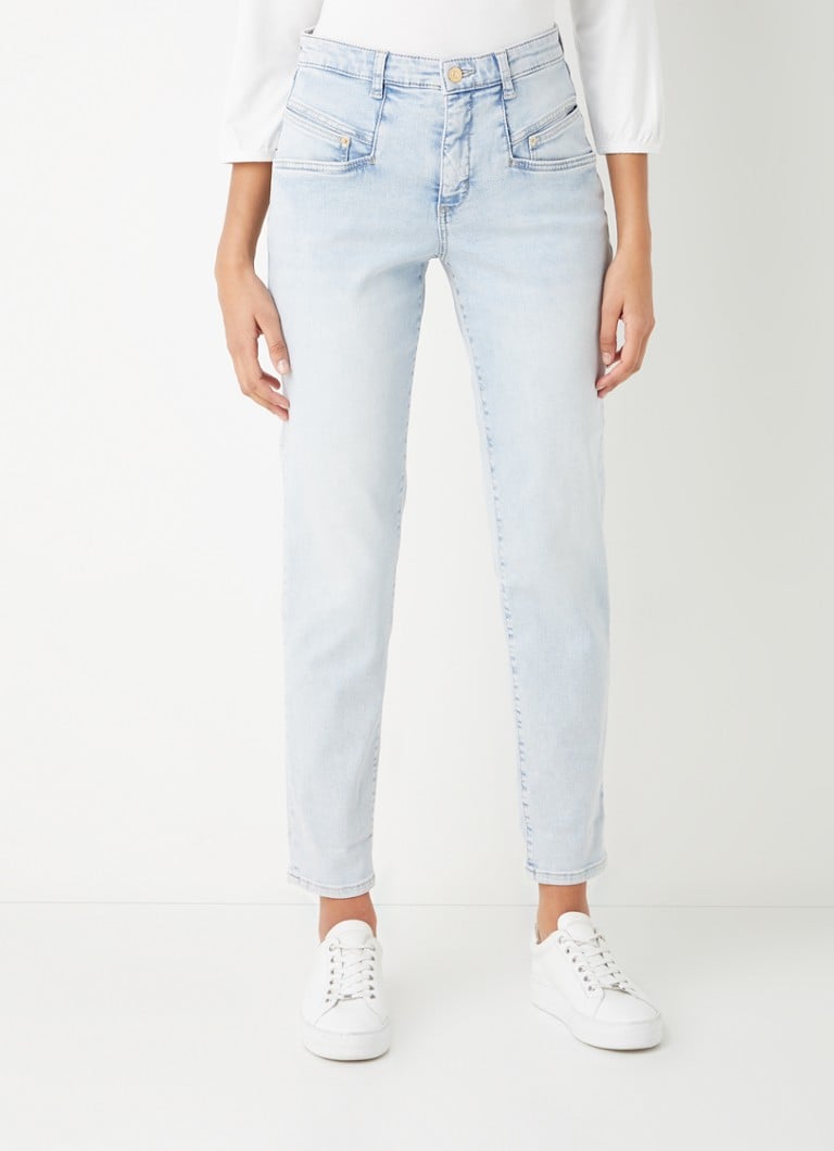 MAC - High waist tapered jeans met lichte wassing - Indigo