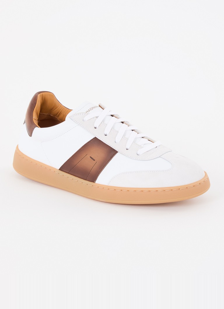 Magnanni - Sneaker van leer met suède details - Wit