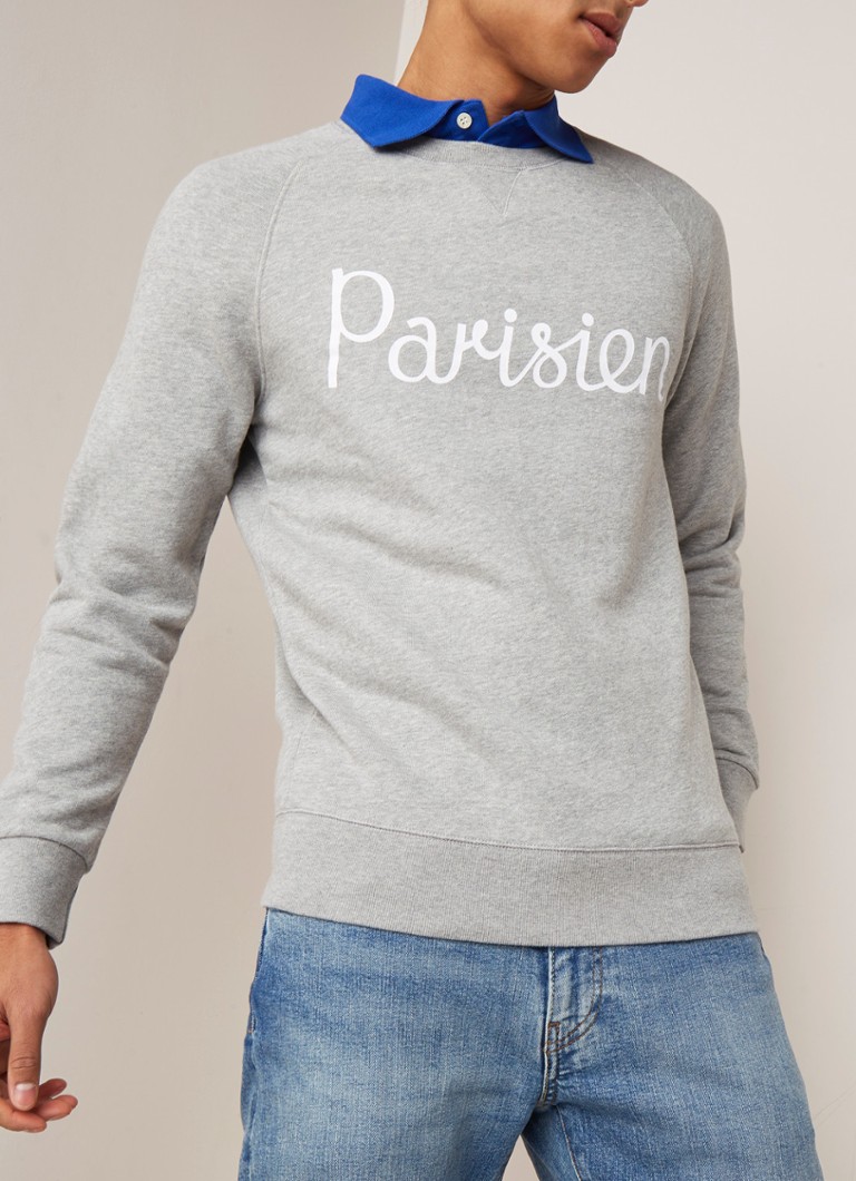 Maison Kitsuné - Parisien sweater met tekstopdruk - Grijsmele