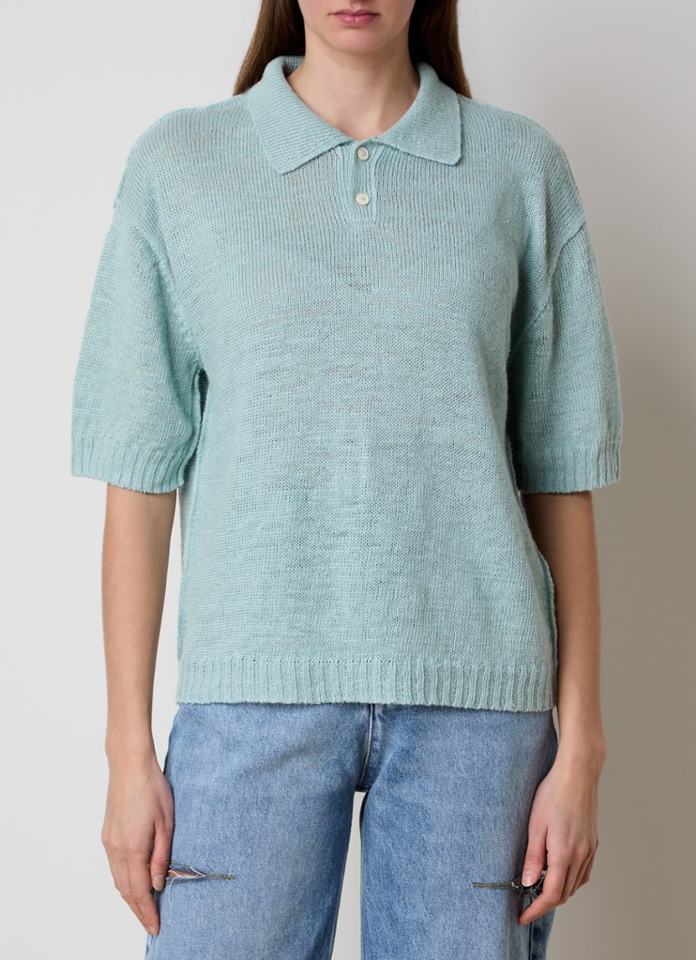 Maison Margiela - Grofgebreide semi-transparante top met polokraag - Mint