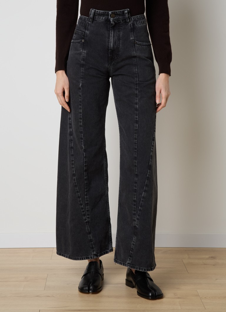 Maison Margiela - High waist wide leg  cropped jeans met gekleurde wassing - Antraciet