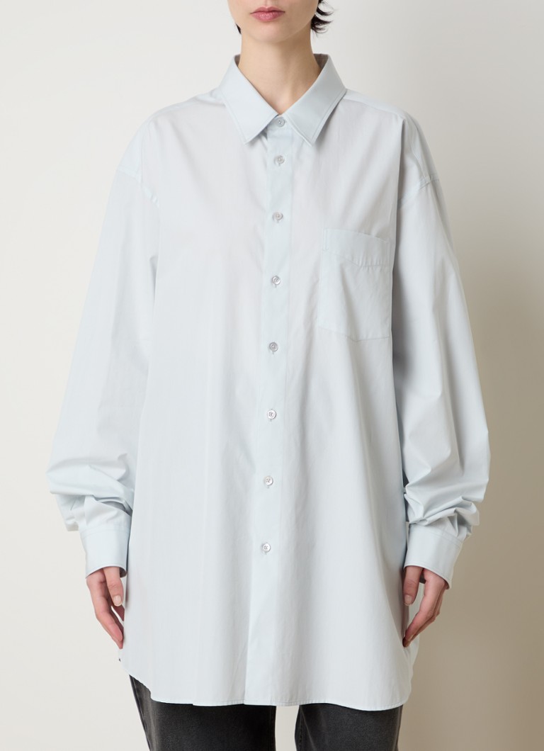Maison Margiela - Oversized blouse met borstzak - Lichtblauw