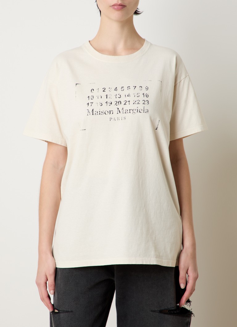 Maison Margiela - T-shirt met logoprint - Vanillegeel