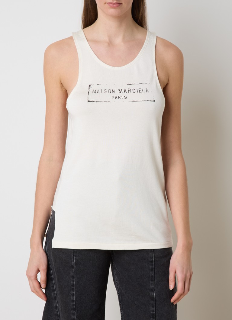 Maison Margiela - Tanktop met logoprint - Gebroken wit