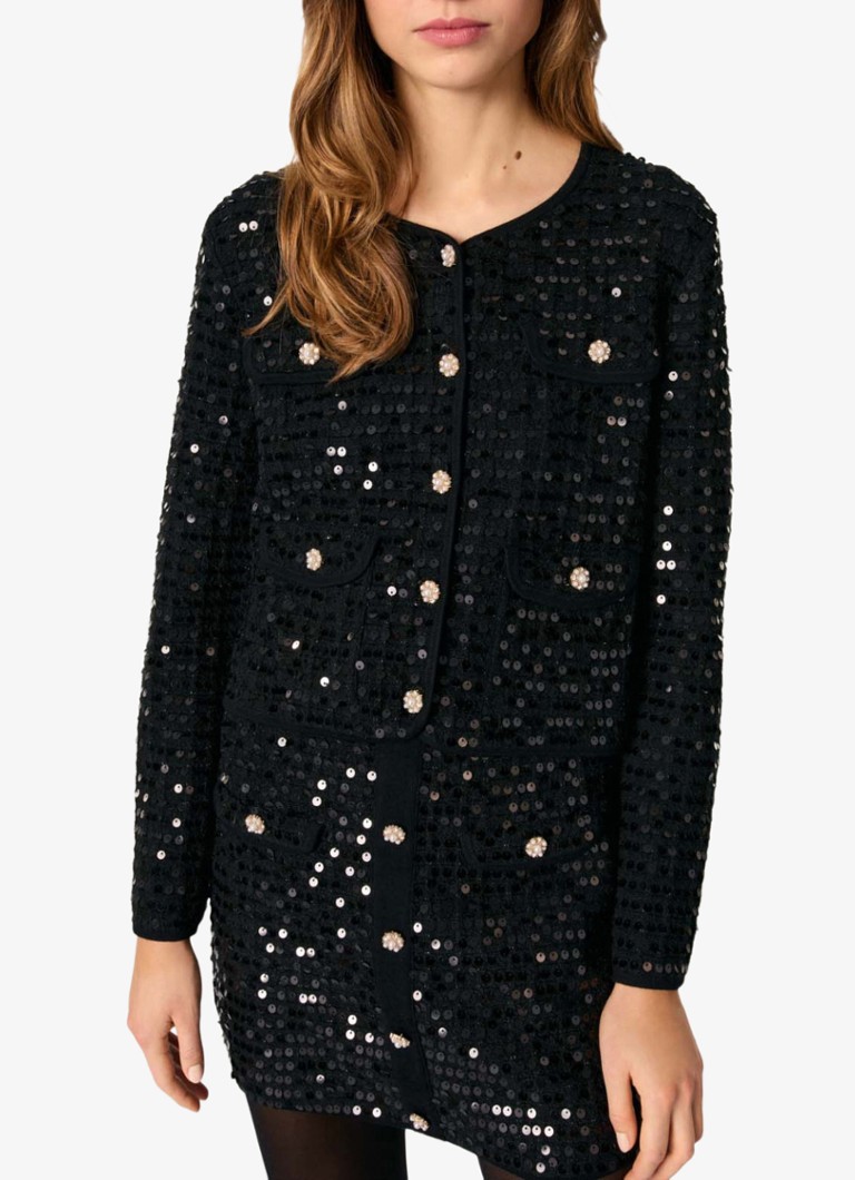 Maje - Cropped blazer met pailletten - Zwart