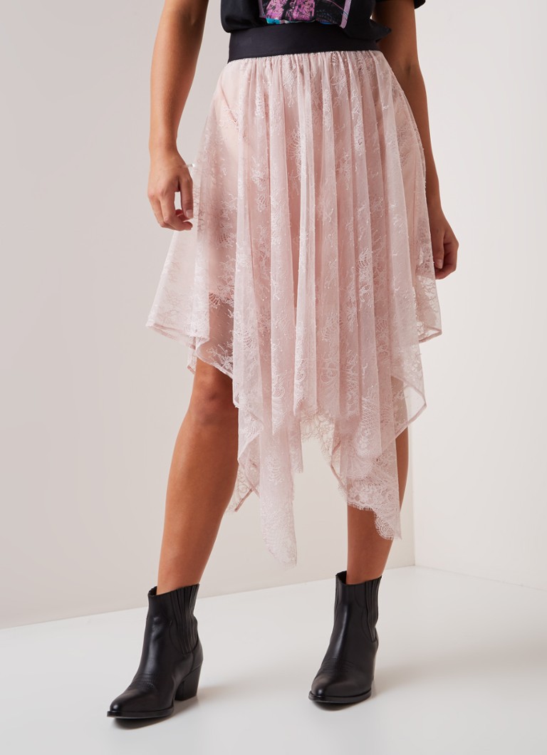 Maje - Janelle midirok van tule met bloemendessin - Roze