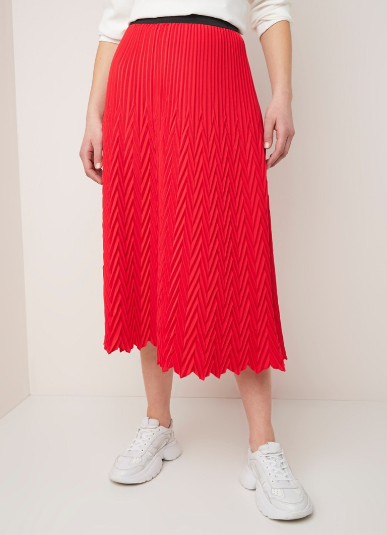 Maje - Jissa midi-rok met plissé  - Rood