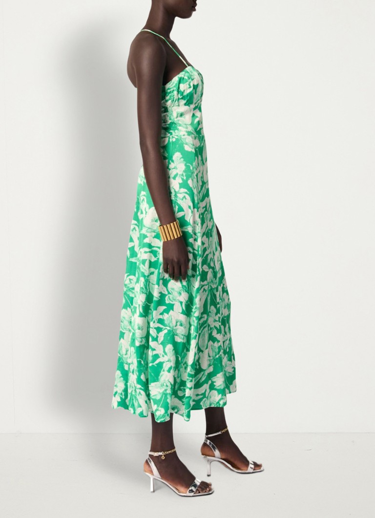 Maje Maxi jurk met bloemenprint • Groen • de Bijenkorf