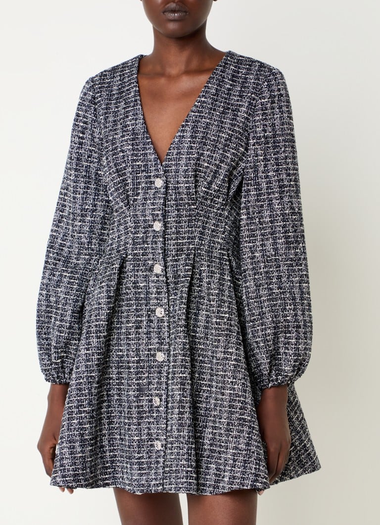 Maje - Mini tuniekjurk met tweed-look en ballonmouw - Zwart