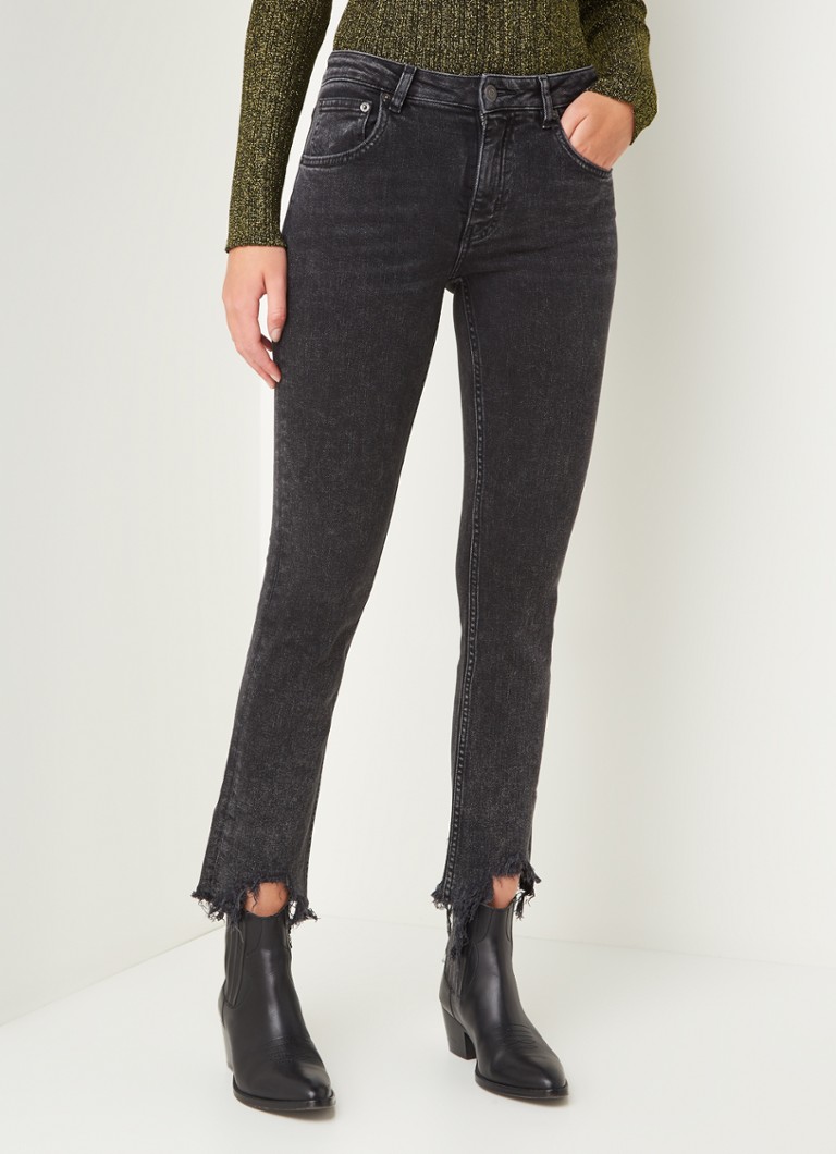 Maje - Pachafran mid waist slim fit jeans met gerafelde zoom - Antraciet