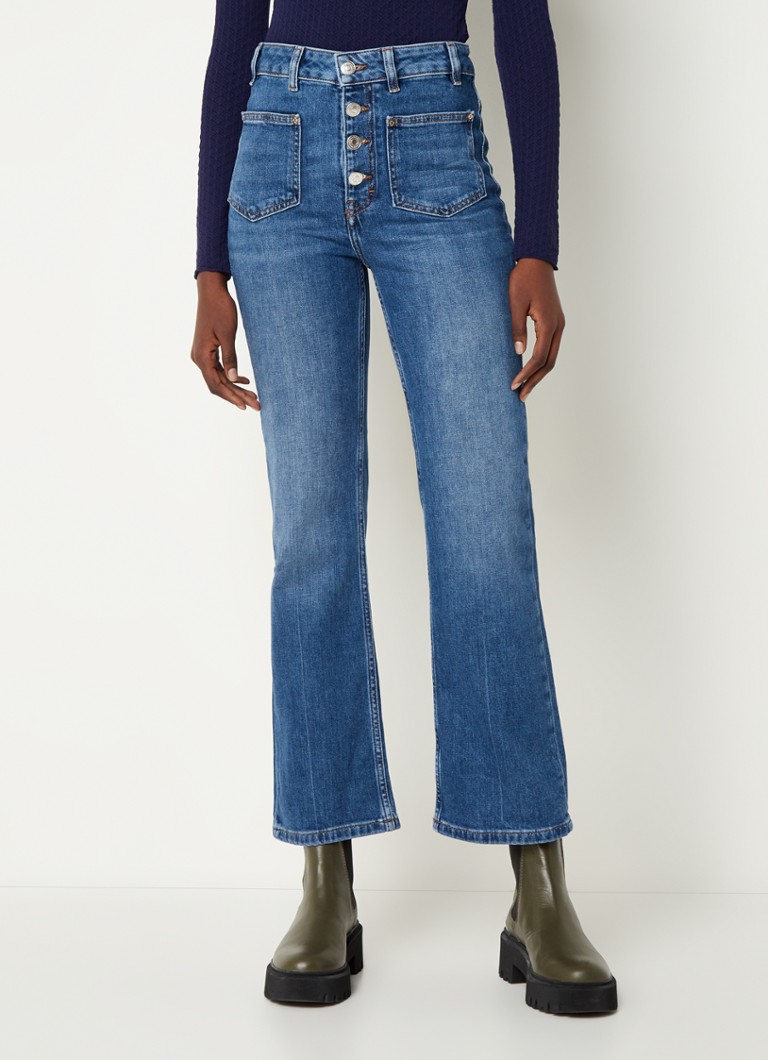 Maje - Passiony high waist bootcut jeans met medium wassing - Blauw
