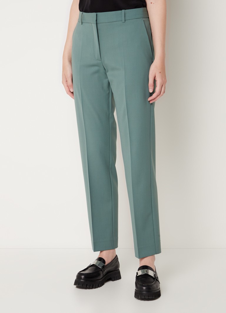 Maje - Pillette high waist straight fit cropped pantalon in wolblend - Olijfgroen
