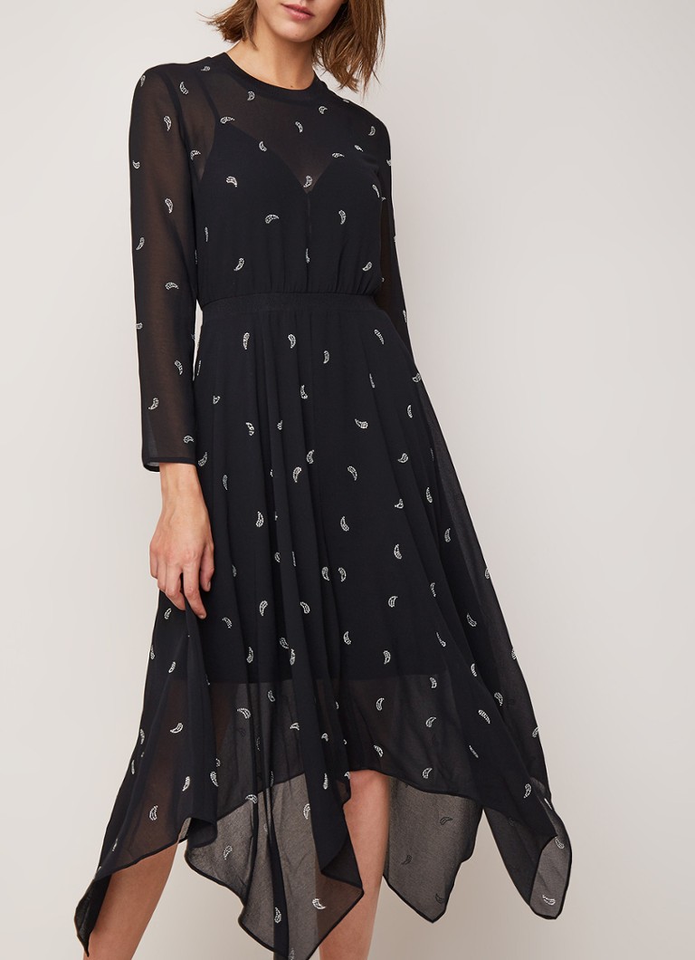 Maje - Rabilo semi-transparante maxi-jurk met dessin van strass - Zwart