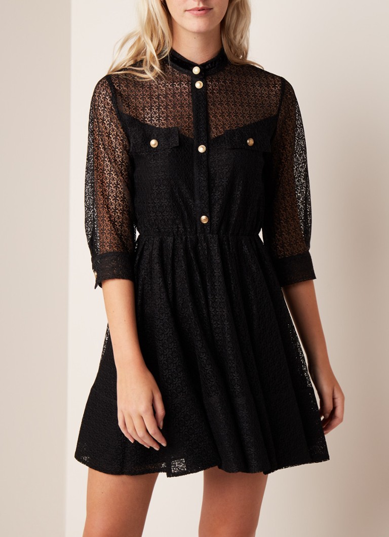 Maje - Ramona A-lijn jurk van kant - Zwart