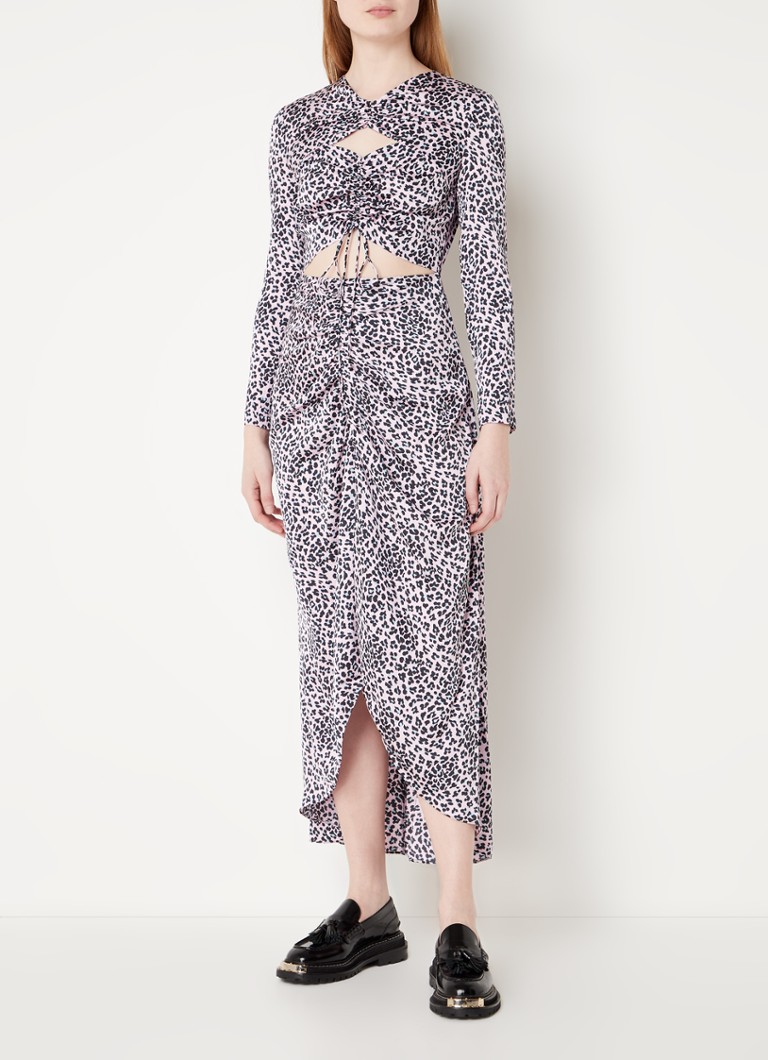 Maje - Rave maxi jurk met panterprint en cut-out detail - Lichtroze