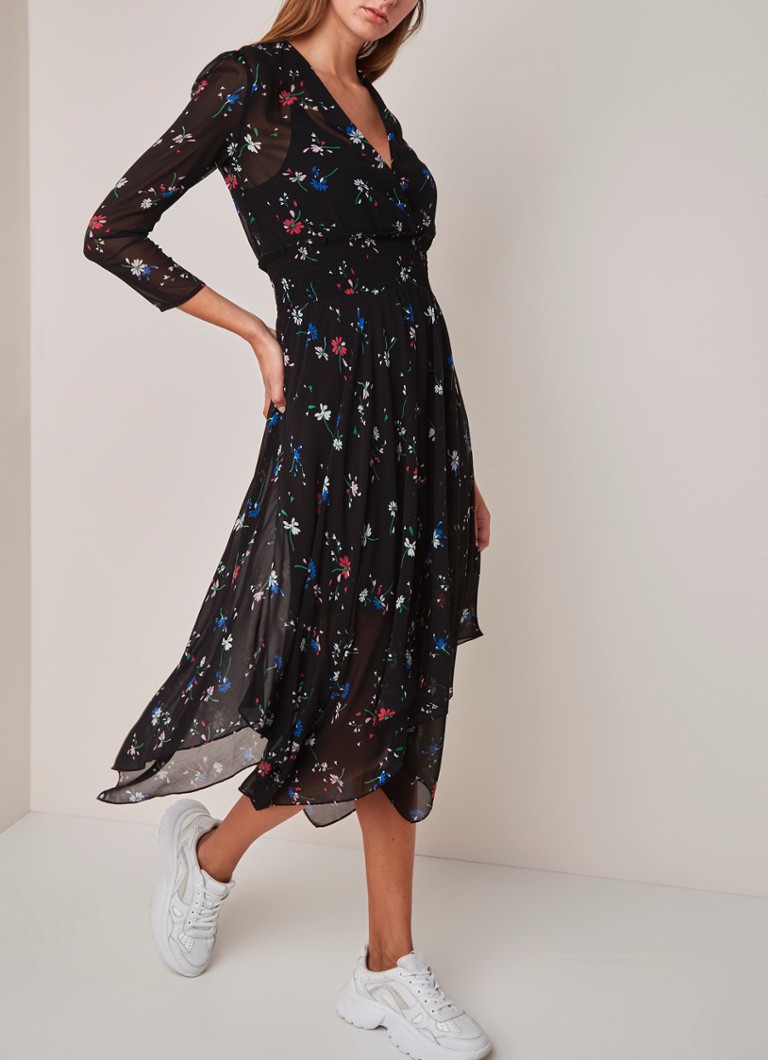 Maje - Rayema maxi-jurk met bloemendessin - Zwart