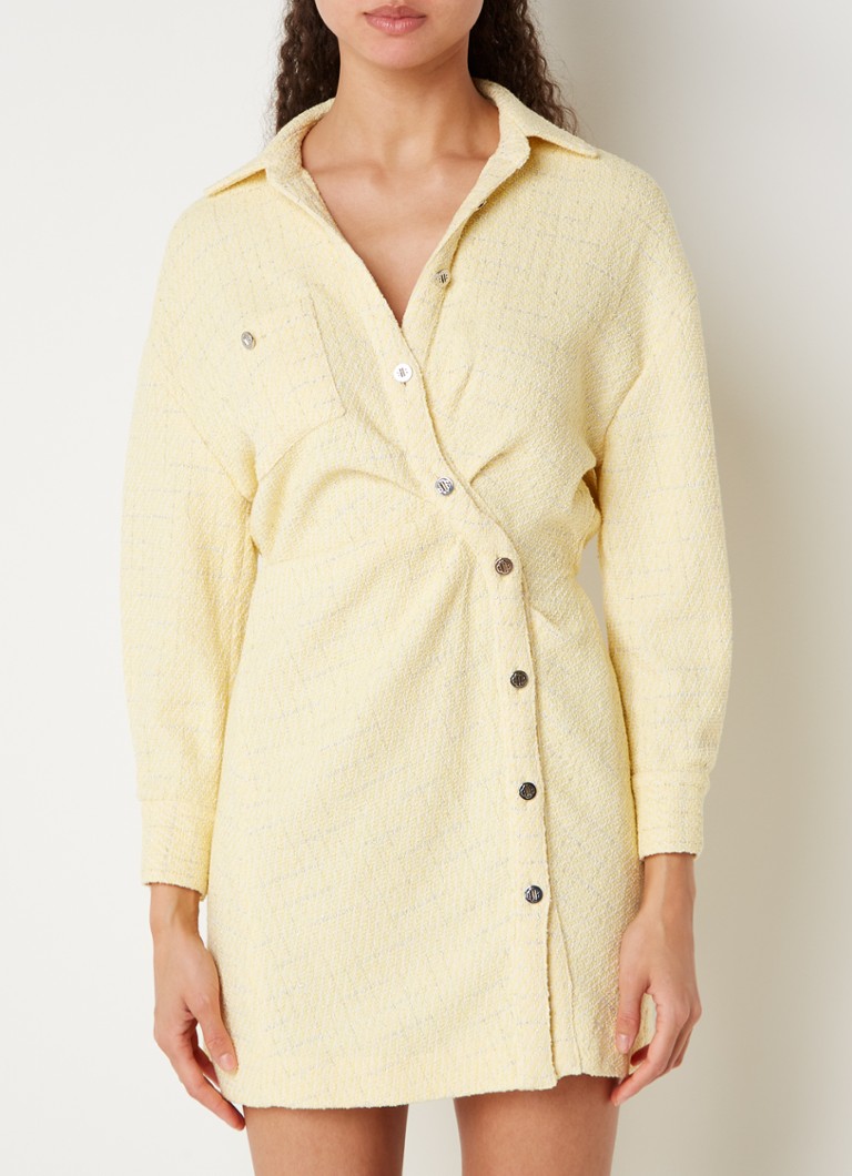 Maje - Rillo mini jurk met tweed-look en lurex - Lichtgeel