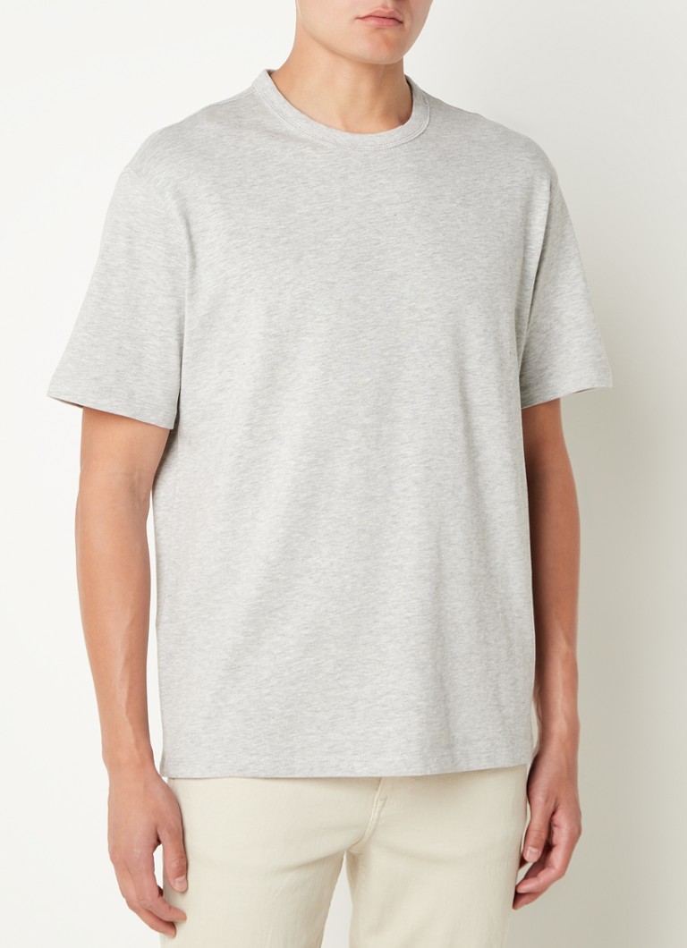 MANGO - Anouk T-shirt met gemêleerd dessin en ronde hals - Lichtgrijs