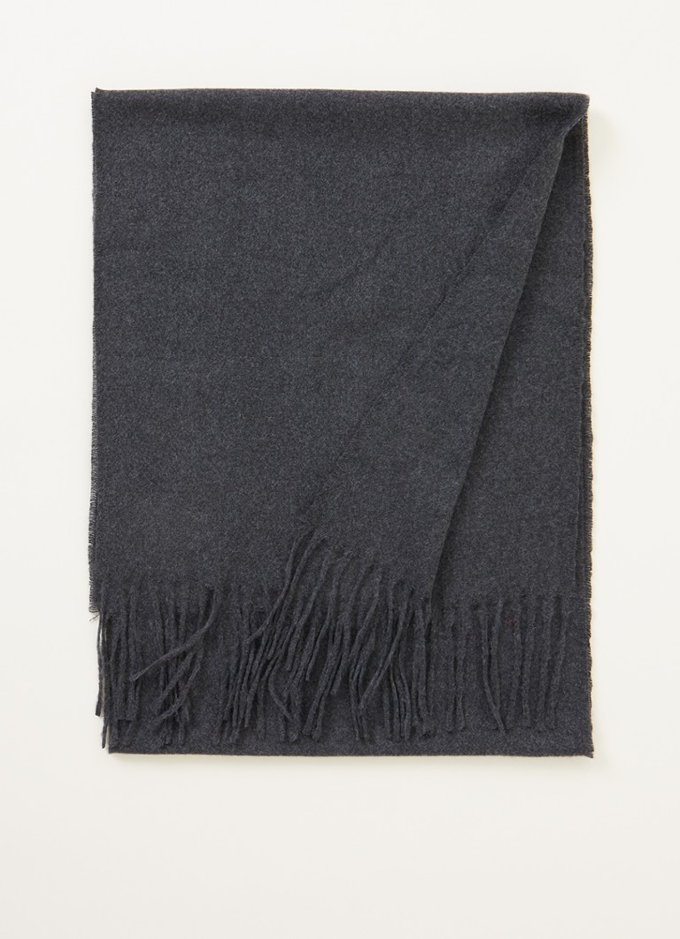 MANGO - Basiclus sjaal met franjes 180 x 35 cm - Donkergrijs