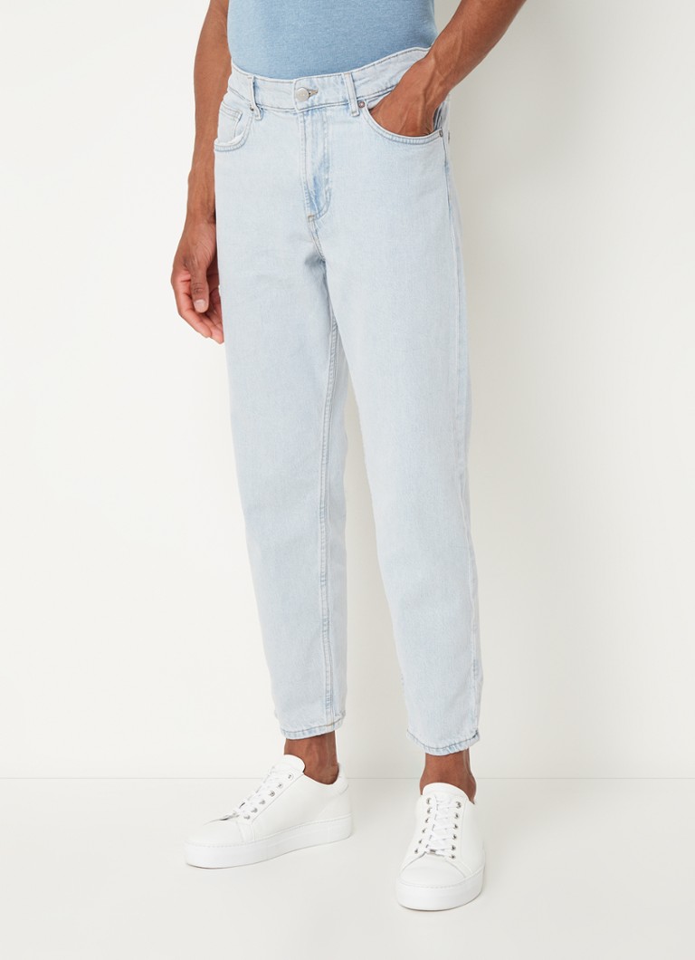 MANGO Ben tapered cropped jeans met lichte wassing • Indigo • de Bijenkorf