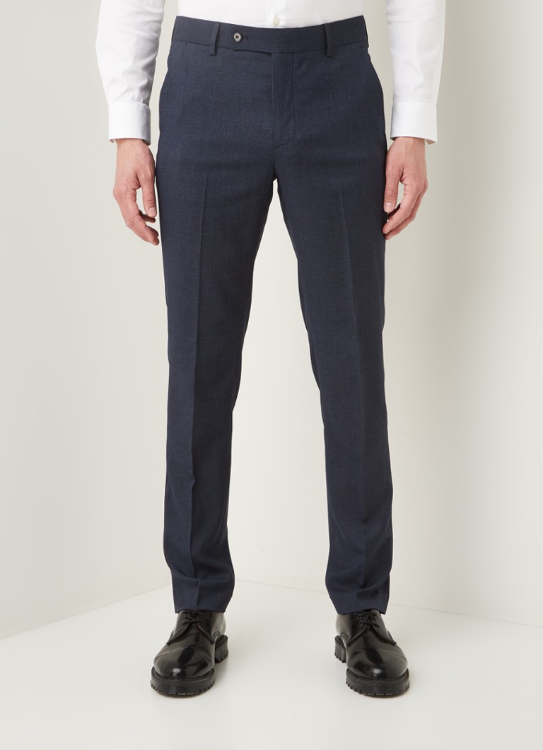 Mango - Brasilia slim fit pantalon met steekzakken - Royalblauw