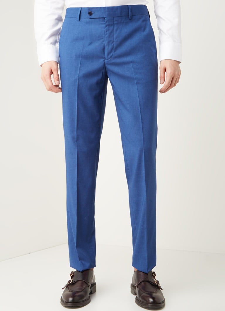 MANGO - Brasilia slim fit pantalon met stretch - Blauw