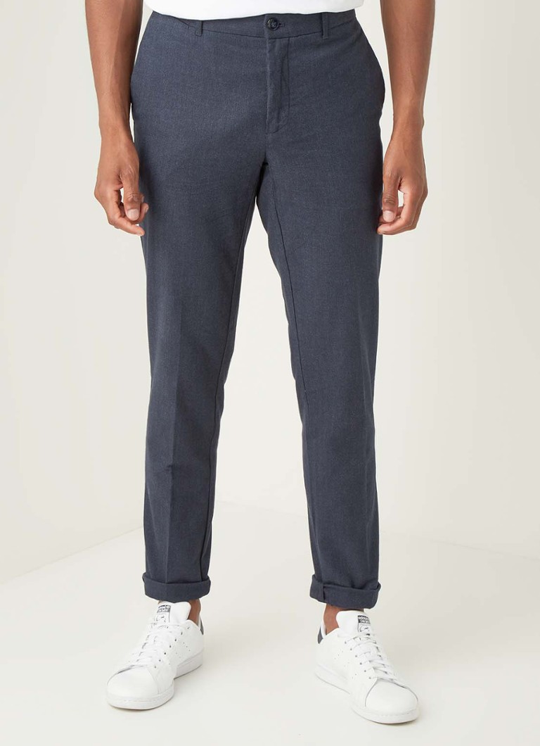 MANGO - Brest slim fit pantalon met print - Middenblauw