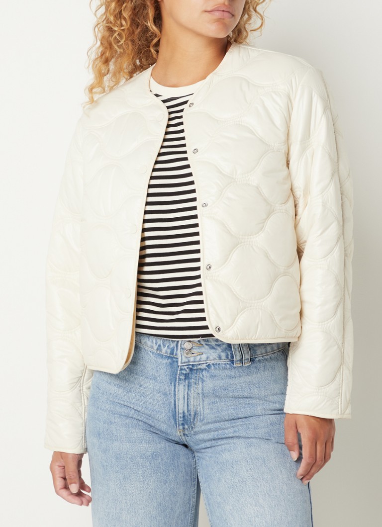 Mango Carrot gewatteerd jack met quilt patroon • Gebroken wit • de