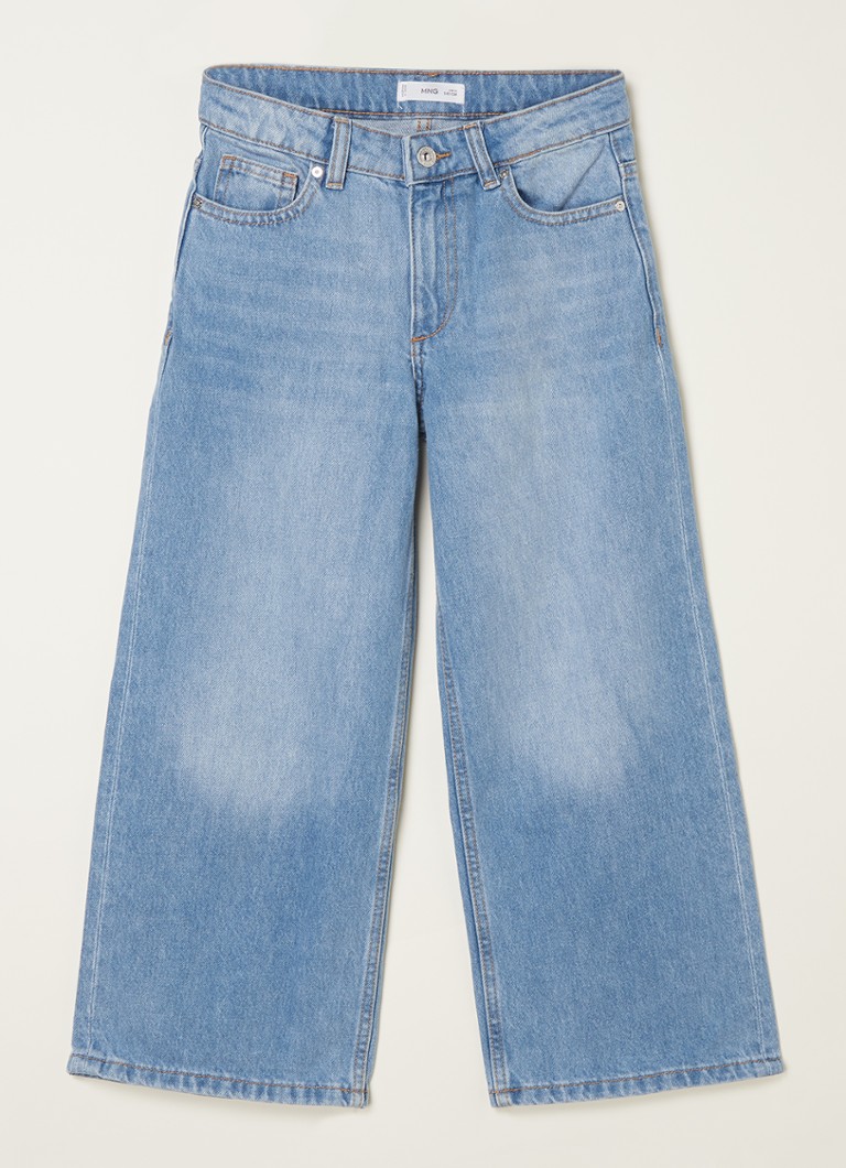 MANGO - Culotte3 wide fit jeans met medium wassing - Indigo