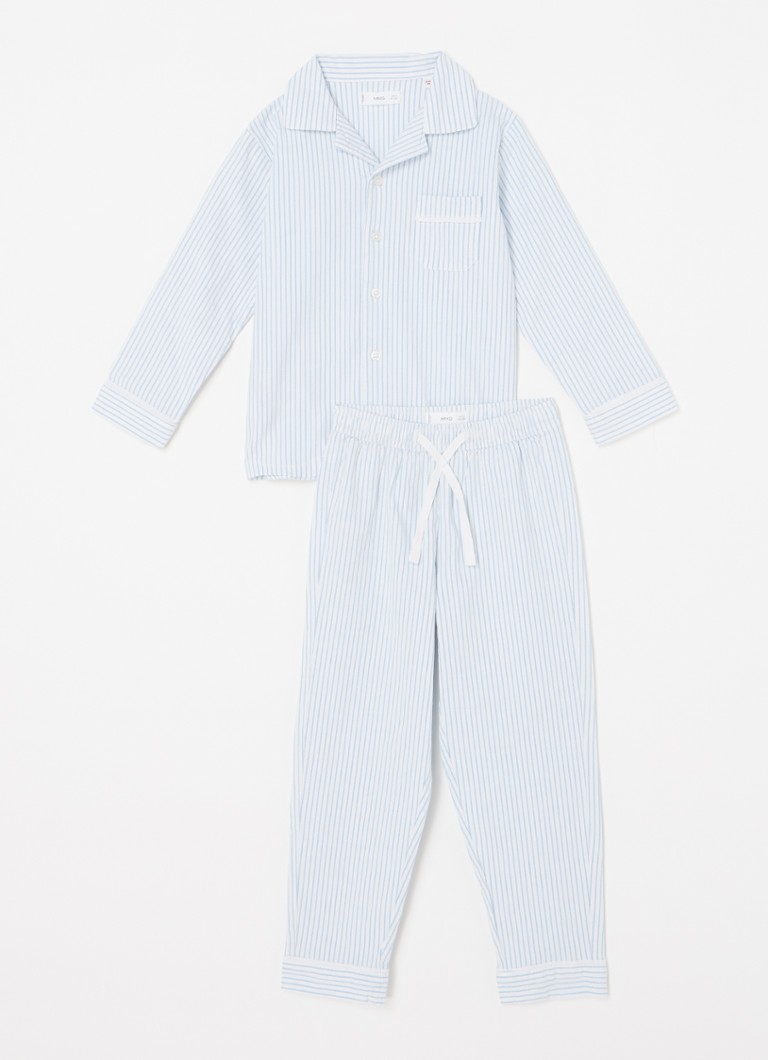 MANGO - Finland pyjamaset met streepprint  - Lichtblauw
