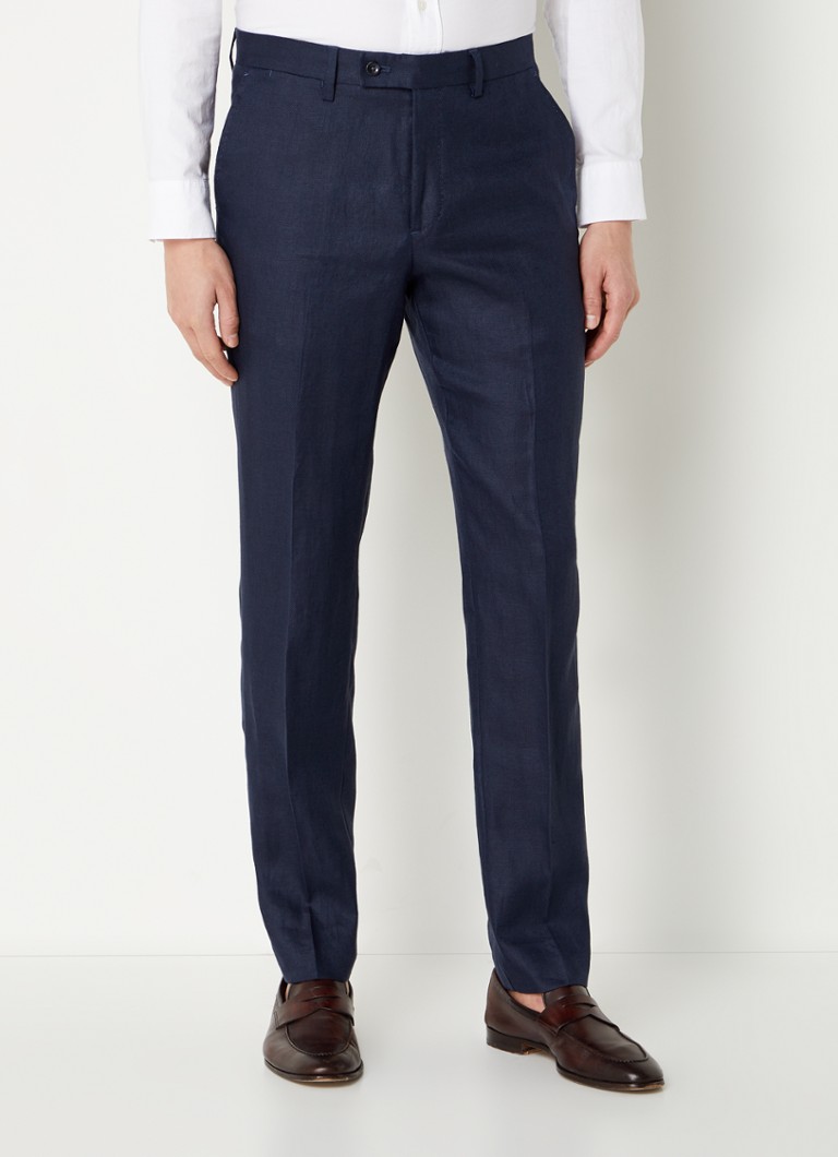 Mango Florida slim fit pantalon van linnen met steekzakken
