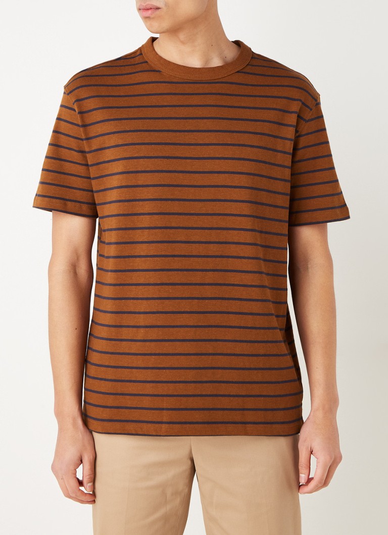 MANGO - French T-shirt met streepprint - Bruin