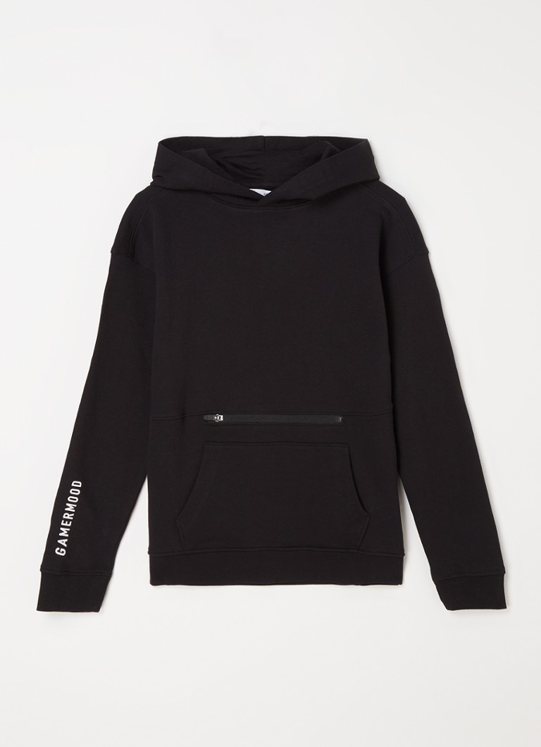 MANGO - Gamer hoodie met ritszak en print - Zwart