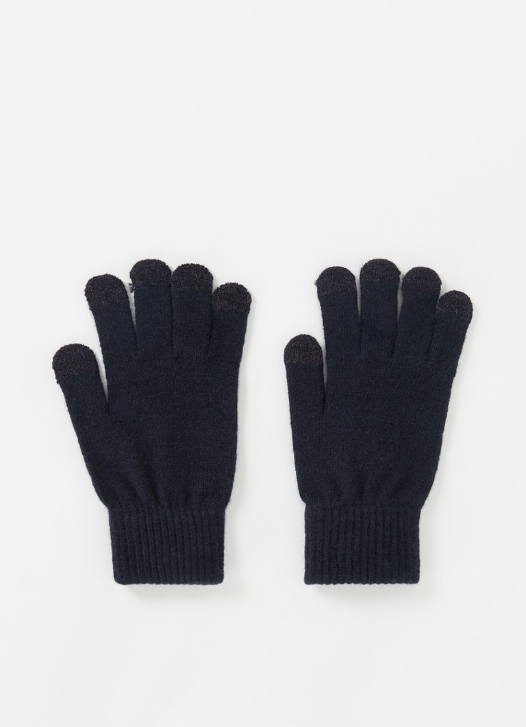 MANGO - Gebreide handschoenen met touchscreen functie - Donkerblauw