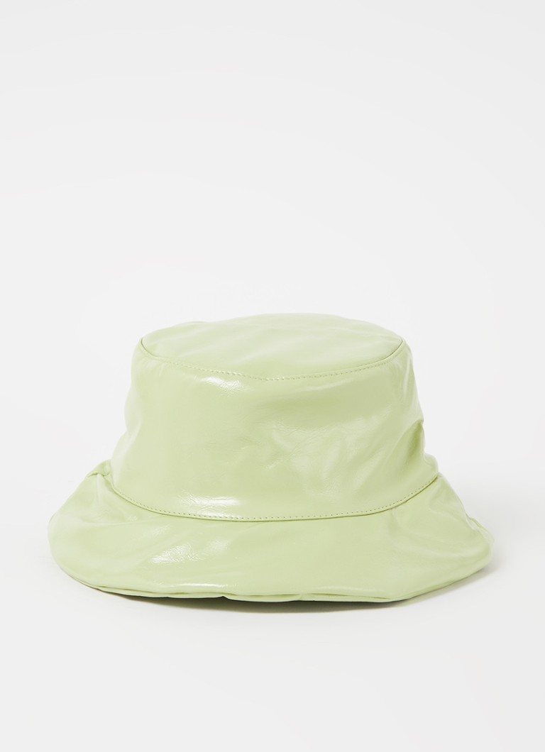 MANGO - Gewatteerde bucket hoed met lakfinish - Lindegroen