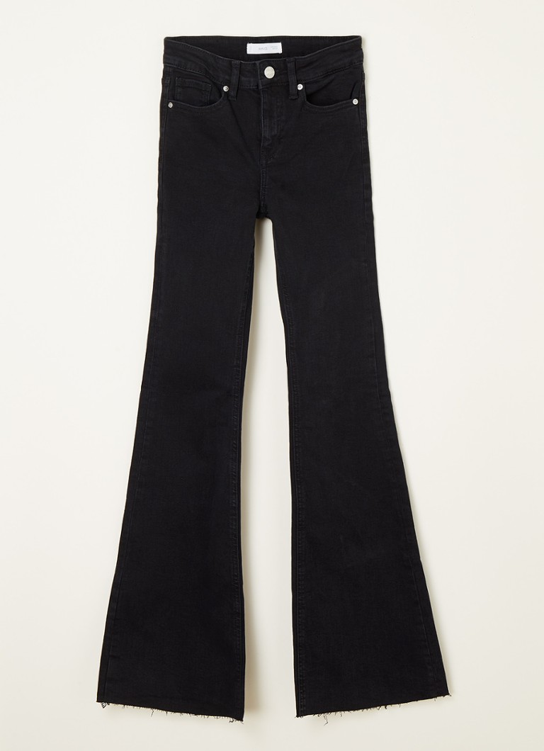 MANGO - High waist flared fit jeans met stretch - Zwart
