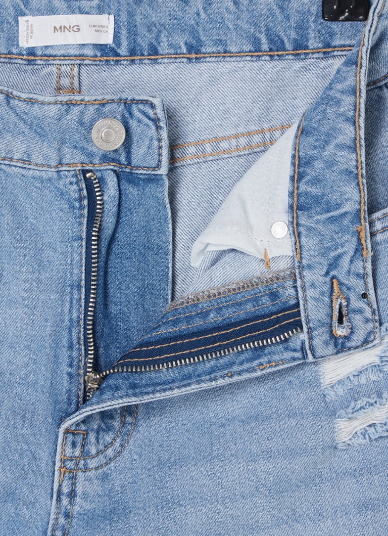 High waist straight fit jeans met destroyed afwerking De Bijenkorf Kleding Broeken & Jeans Jeans Straight Jeans 