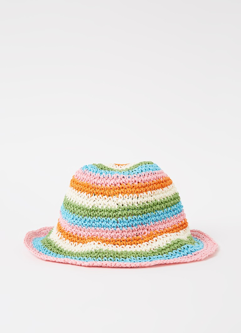 MANGO - Judd hoed van raffia met streepprint - Multicolor