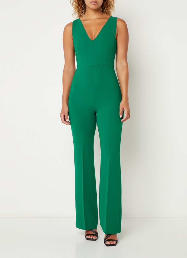 Mango July straight fit mouwloze jumpsuit met Vhals • Groen • de Bijenkorf