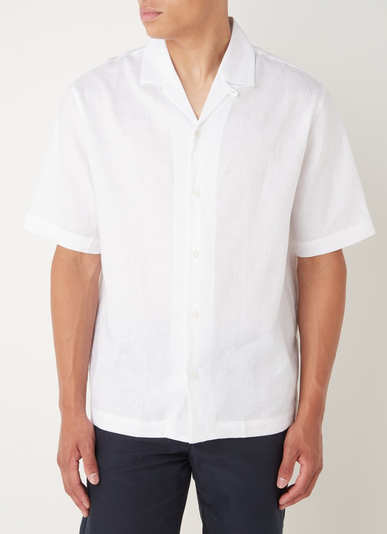 MANGO - Malaga regular fit overhemd in linnenblend  - Wit